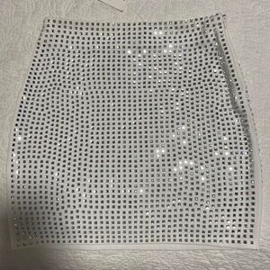 Windsor Women's White and Silver Rhinestone Skirt